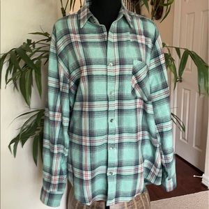 Soft Long Sleeve Flannel Light Pint & Mint Green